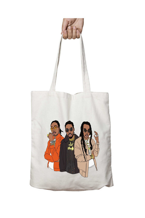 Art hedi̇ye Migos 2 iki Tarafı Kalıcı Baskılı Yıkanabilir Okul Plaj Omuz Bez Çantası