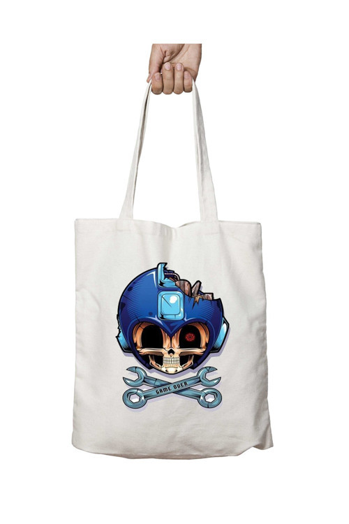 Art hedi̇ye MegaMan GameOver iki Tarafı Kalıcı Baskılı Yıkanabilir Çanta