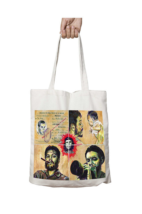 Art hedi̇ye Che Guevara Kimlik Kolaj Resimler iki Tarafı Kalıcı Baskılı Yıkanabilir Çanta