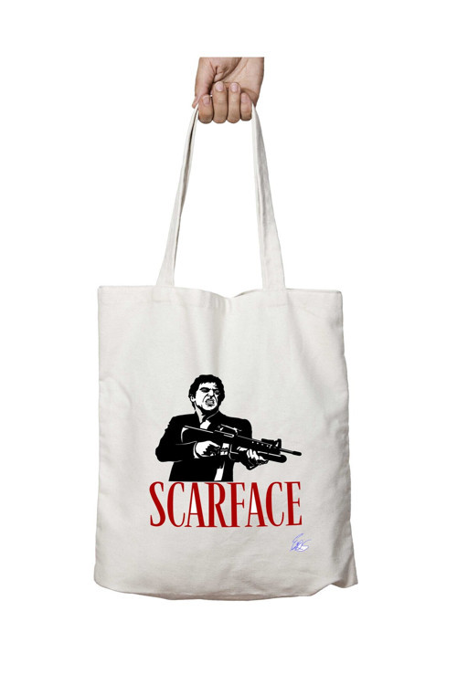 Art hedi̇ye Scarface Silah iki Tarafı Kalıcı Baskılı Yıkanabilir Çanta