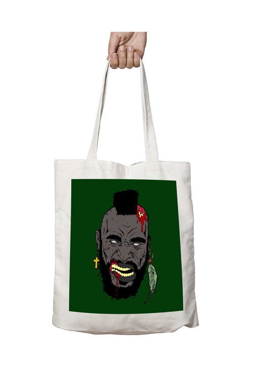Art hedi̇ye Zombie Mr. T iki Tarafı Kalıcı Baskılı Yıkanabilir Okul Plaj Omuz Bez Çantası