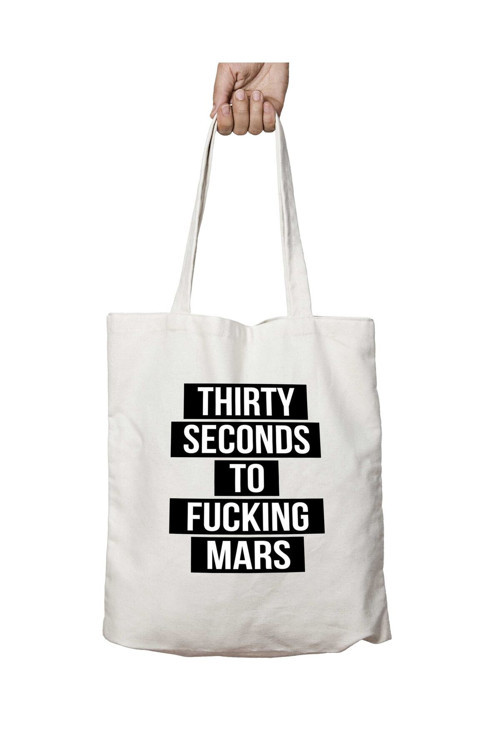Art hedi̇ye THIRTY SECONDS TO FUCKING MARS iki Tarafı Kalıcı Baskılı Yıkanabilir Çanta