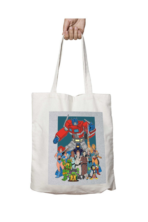 Art hedi̇ye 80s Cartoon Heroes Optimus Prime Ghostbusters iki Tarafı Kalıcı Baskılı Yıkanabilir Çanta