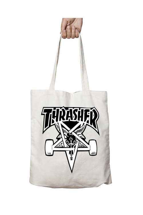 Art hedi̇ye Thrasher iki Tarafı Kalıcı Baskılı Yıkanabilir Okul Plaj Omuz Bez Çantası