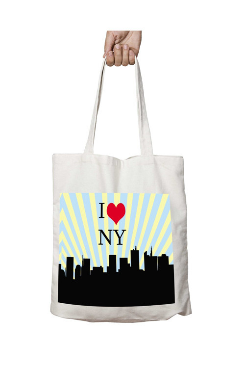 Art hedi̇ye I Love NY Kalp iki Tarafı Kalıcı Baskılı Yıkanabilir Çanta