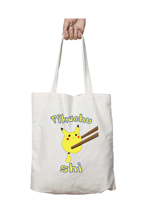 Art hedi̇ye Pikachu-Shi iki Tarafı Kalıcı Baskılı Yıkanabilir Çanta