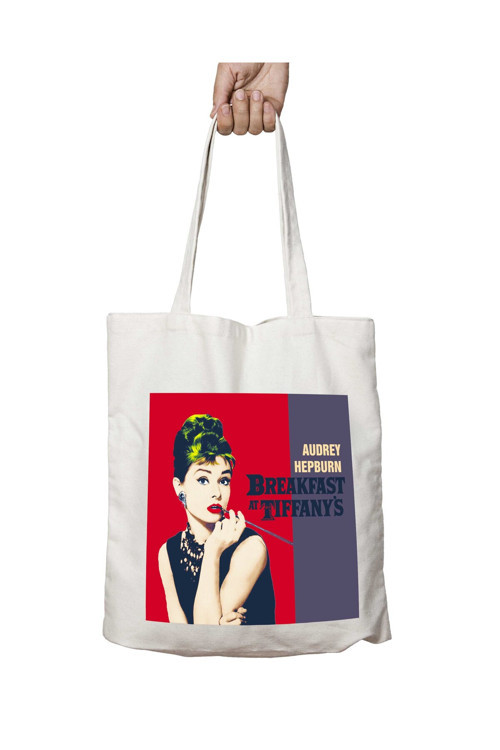 Art hedi̇ye Audrey Hepburn Breakfast Tiffanys iki Tarafı Kalıcı Baskılı Yıkanabilir Çanta