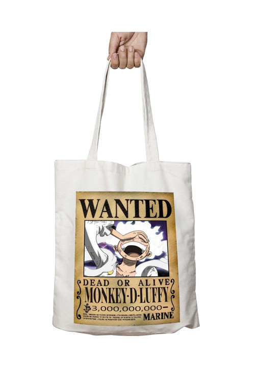 Art hedi̇ye Wanted Monkey D Luffy b Anime Aranıyor iki Tarafı Kalıcı Baskılı Yıkanabilir Çanta