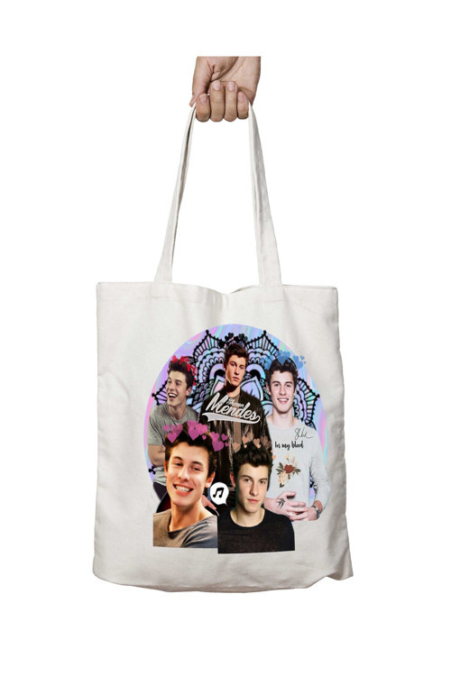 Art hedi̇ye Shawn Mendes iki Tarafı Kalıcı Baskılı Yıkanabilir Çanta