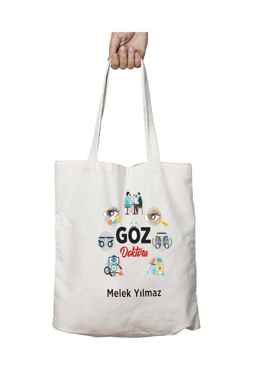 Art hedi̇ye Kişiye Özel Göz Doktoru iki Tarafı Kalıcı Baskılı Yıkanabilir Çanta