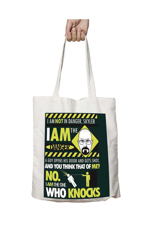 Art hedi̇ye I am The Danger Who Knocks iki Tarafı Kalıcı Baskılı Yıkanabilir Okul Plaj Omuz Bez Çantası