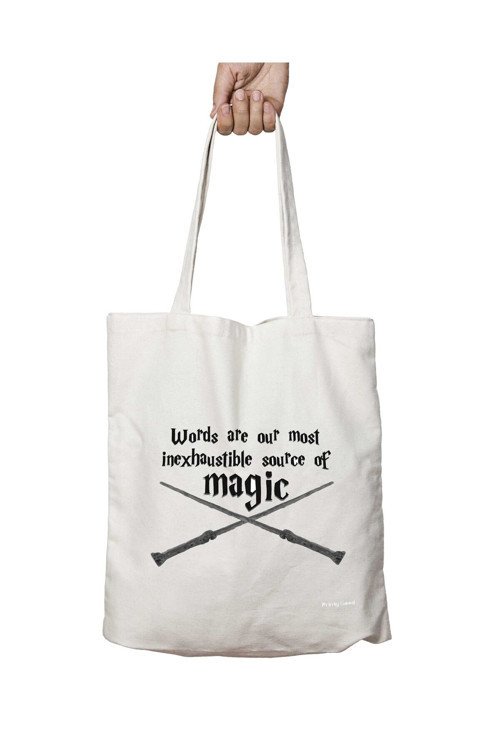 Art hedi̇ye Words and Magic iki Tarafı Kalıcı Baskılı Yıkanabilir Okul Plaj Omuz Bez Çantası