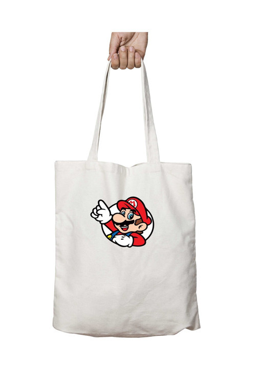Art hedi̇ye Super Mario ,,,, iki Tarafı Kalıcı Baskılı Yıkanabilir Çanta