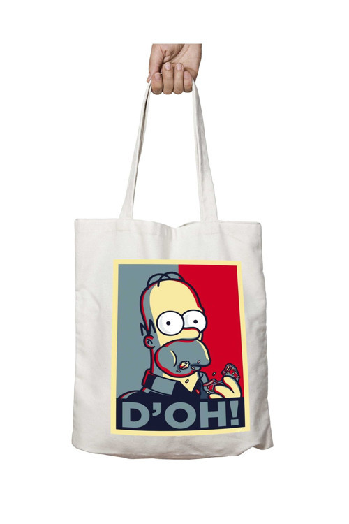 Art hedi̇ye Homer Simpson - D'OH iki Tarafı Kalıcı Baskılı Yıkanabilir Okul Plaj Omuz Bez Çantası