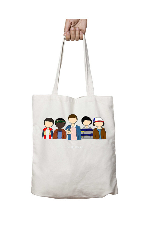 Art hedi̇ye Stranger Things Karakterler iki Tarafı Kalıcı Baskılı Yıkanabilir Okul Plaj Omuz Bez Çantası