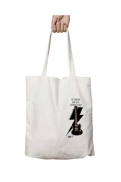 Art hedi̇ye Shook me all night long Gitar iki Tarafı Kalıcı Baskılı Yıkanabilir Çanta