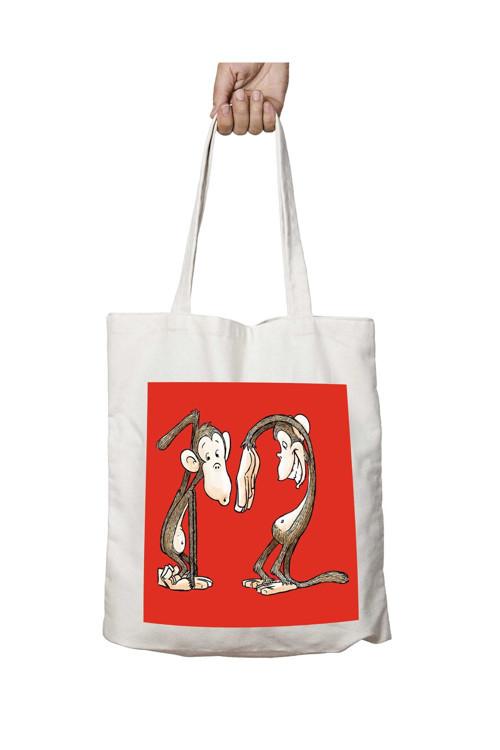 Art hedi̇ye Monkey Shapes 2 Maymun Dans iki Tarafı Kalıcı Baskılı Yıkanabilir Okul Plaj Omuz Bez Çantası