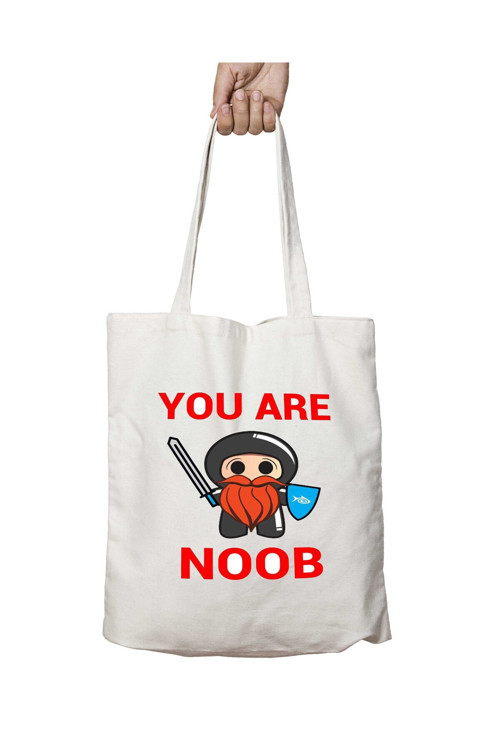 Art hedi̇ye you are noob voce e noob iki Tarafı Kalıcı Baskılı Yıkanabilir Çanta