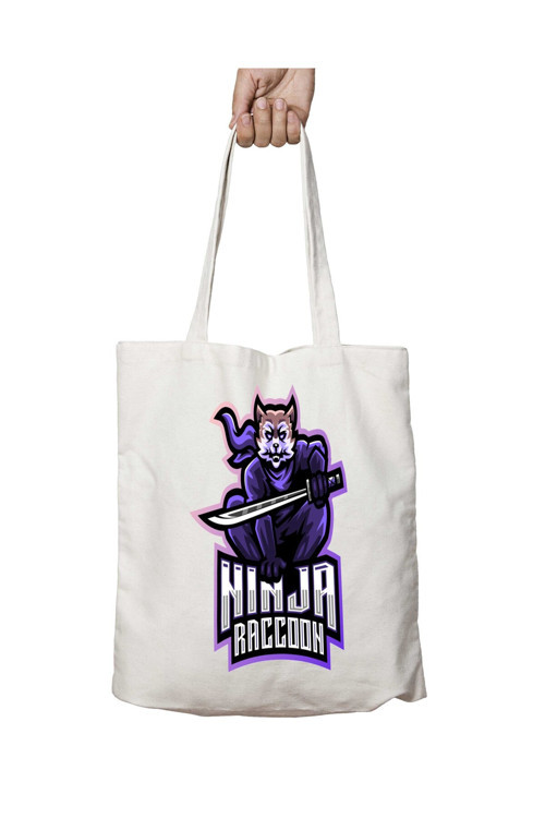 Art hedi̇ye Ninja Raccoon iki Tarafı Kalıcı Baskılı Yıkanabilir Çanta