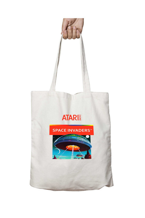 Art hedi̇ye Atari Space Invaders iki Tarafı Kalıcı Baskılı Yıkanabilir Çanta