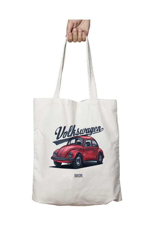 Art hedi̇ye Volkswagen Old Beetle iki Tarafı Kalıcı Baskılı Yıkanabilir Çanta