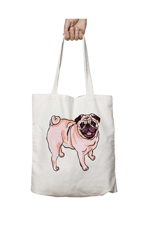 Art hedi̇ye Pug Köpek 2 iki Tarafı Kalıcı Baskılı Yıkanabilir Çanta