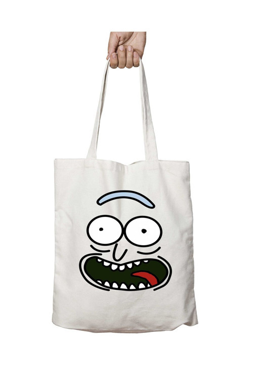 Art hedi̇ye PICKLE RICK iki Tarafı Kalıcı Baskılı Yıkanabilir Okul Plaj Omuz Bez Çantası