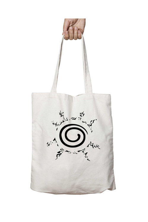 Art hedi̇ye Naruto Dairesel Logo iki Tarafı Kalıcı Baskılı Yıkanabilir Okul Plaj Omuz Bez Çantası