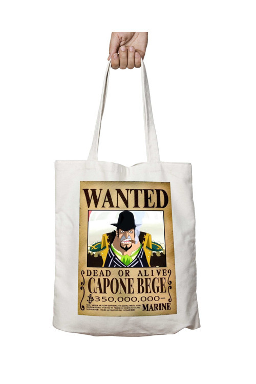 Art hedi̇ye Wanted Capone Bege Anime iki Tarafı Kalıcı Baskılı Yıkanabilir Çanta