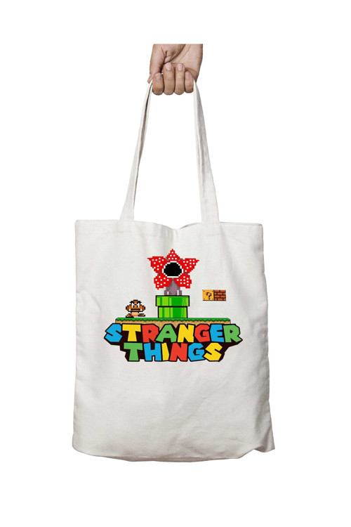 Art hedi̇ye Stranger Things Mario Oyun iki Tarafı Kalıcı Baskılı Yıkanabilir Okul Plaj Omuz Bez Çantası