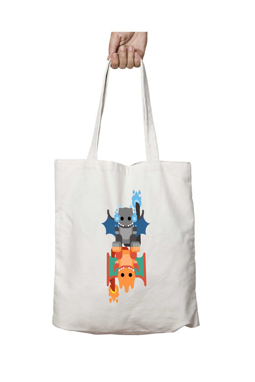 Art hedi̇ye Pokemon Mega Charizard iki Tarafı Kalıcı Baskılı Yıkanabilir Okul Plaj Omuz Bez Çantası