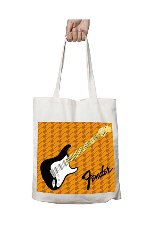 Art hedi̇ye Fender Gitar Müzik iki Tarafı Kalıcı Baskılı Yıkanabilir Okul Plaj Omuz Bez Çantası