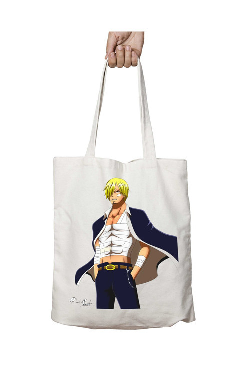 Art hedi̇ye One Piece Sanji iki Tarafı Kalıcı Baskılı Yıkanabilir Okul Plaj Omuz Bez Çantası