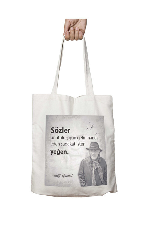Art hedi̇ye Tuncel Kurtiz Sözler Unutulur iki Tarafı Kalıcı Baskılı Yıkanabilir Çanta