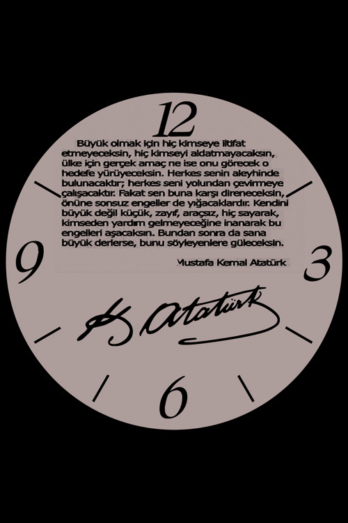 Art hedi̇ye Atatürk Büyük Olmak İçin Çap 30cm Sessiz Akar Bombeli Gerçek Cam Duvar Saati