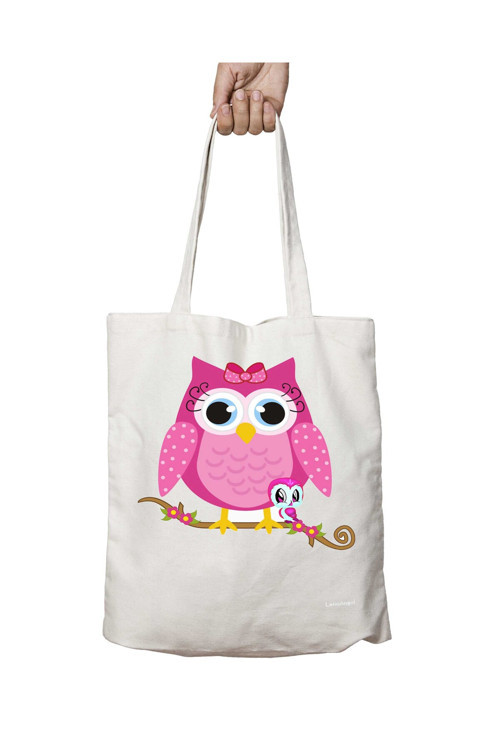 Art hedi̇ye Pretty Pink Owl iki Tarafı Kalıcı Baskılı Yıkanabilir Çanta