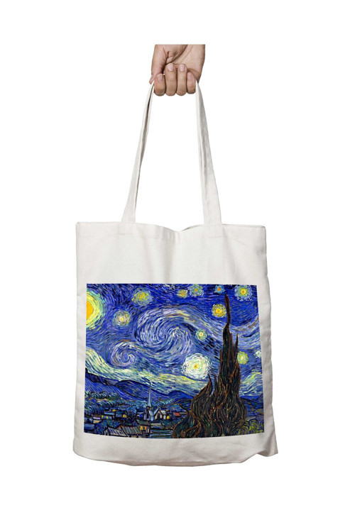 Art hedi̇ye Yıldızlı Gece Vincent van Gogh iki Tarafı Kalıcı Baskılı Yıkanabilir Çanta