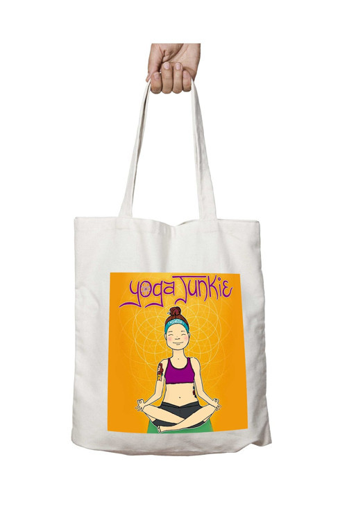 Art hedi̇ye Yoga Tunkie Yogalı Kız iki Tarafı Kalıcı Baskılı Yıkanabilir Çanta