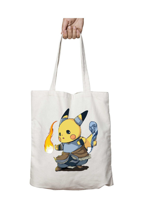 Art hedi̇ye The Last Airbender Pikachu Pokemon Mashup iki Tarafı Kalıcı Baskılı Yıkanabilir Çanta