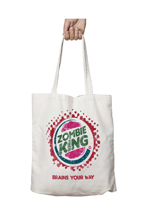 Art hedi̇ye Zombie King Fast Food iki Tarafı Kalıcı Baskılı Yıkanabilir Çanta