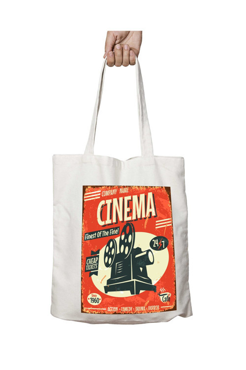 Art hedi̇ye Cinema Company Name Sinema iki Tarafı Kalıcı Baskılı Yıkanabilir Çanta