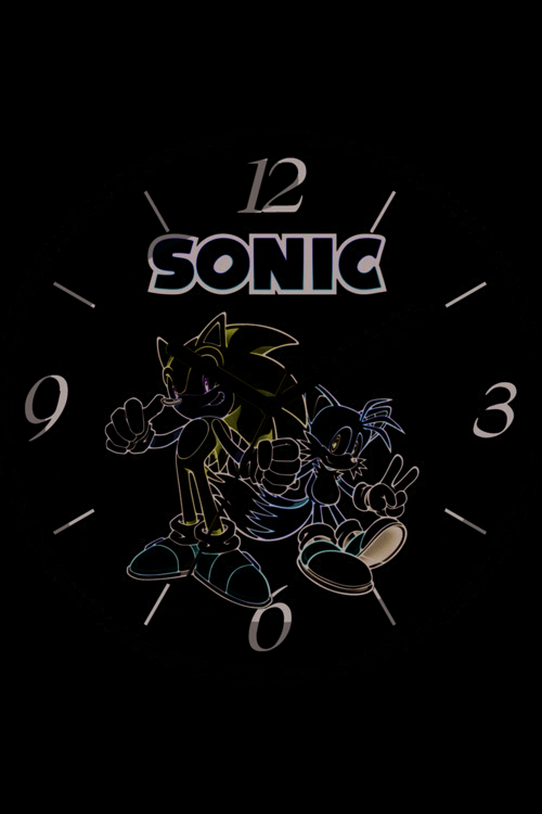 Sonic Karakter Sessiz Akar Bombeli Gerçek Cam Duvar Saati