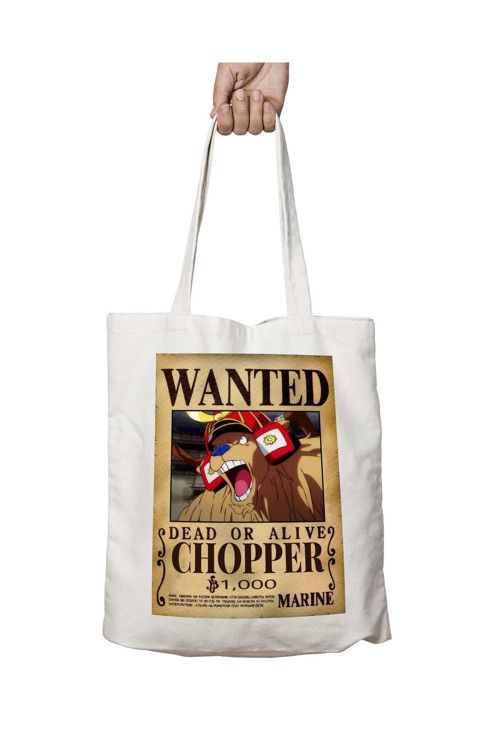 Art hedi̇ye Wanted Chopper b Anime iki Tarafı Kalıcı Baskılı Yıkanabilir Okul Plaj Omuz Bez Çantası