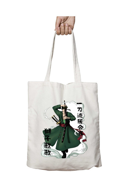 Art hedi̇ye Roronoa Zoro - One Piece (2) iki Tarafı Kalıcı Baskılı Yıkanabilir Çanta