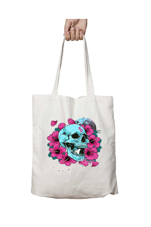 Art hedi̇ye Skull Roses Güller Kuru Kafa iki Tarafı Kalıcı Baskılı Yıkanabilir Çanta