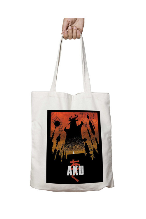 Art hedi̇ye Akaiju Samurai Jack Aku iki Tarafı Kalıcı Baskılı Yıkanabilir Okul Plaj Omuz Bez Çantası