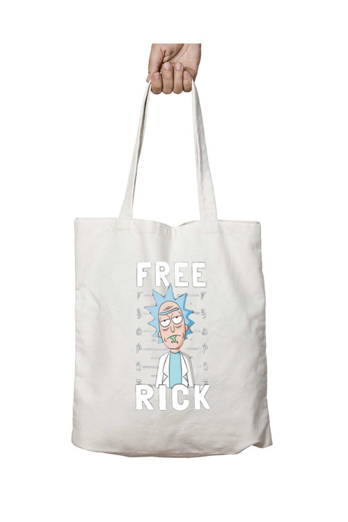 Art hedi̇ye Rick Free Beyaz Free iki Tarafı Kalıcı Baskılı Yıkanabilir Çanta