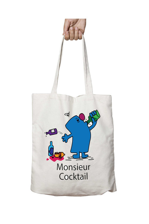 Art hedi̇ye Mr Men Monsieur Cocktail iki Tarafı Kalıcı Baskılı Yıkanabilir Çanta