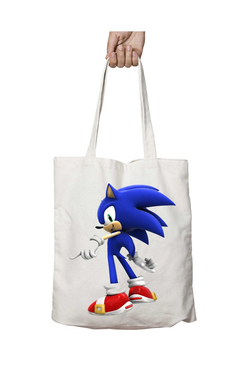 Art hedi̇ye Sonic İşte Orda iki Tarafı Kalıcı Baskılı Yıkanabilir Okul Plaj Omuz Bez Çantası