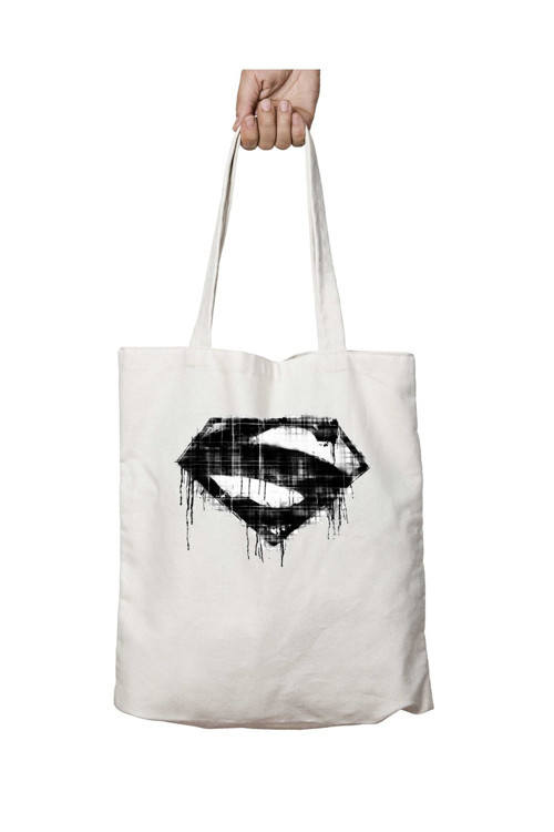 Art hedi̇ye Superman Siyah logo iki Tarafı Kalıcı Baskılı Yıkanabilir Okul Plaj Omuz Bez Çantası